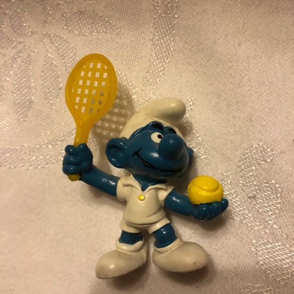 The Smurfs Tennis Serve Smurf Sports 20093 Rare Vintage Display Figure 1977 - Picture 2 of 6
